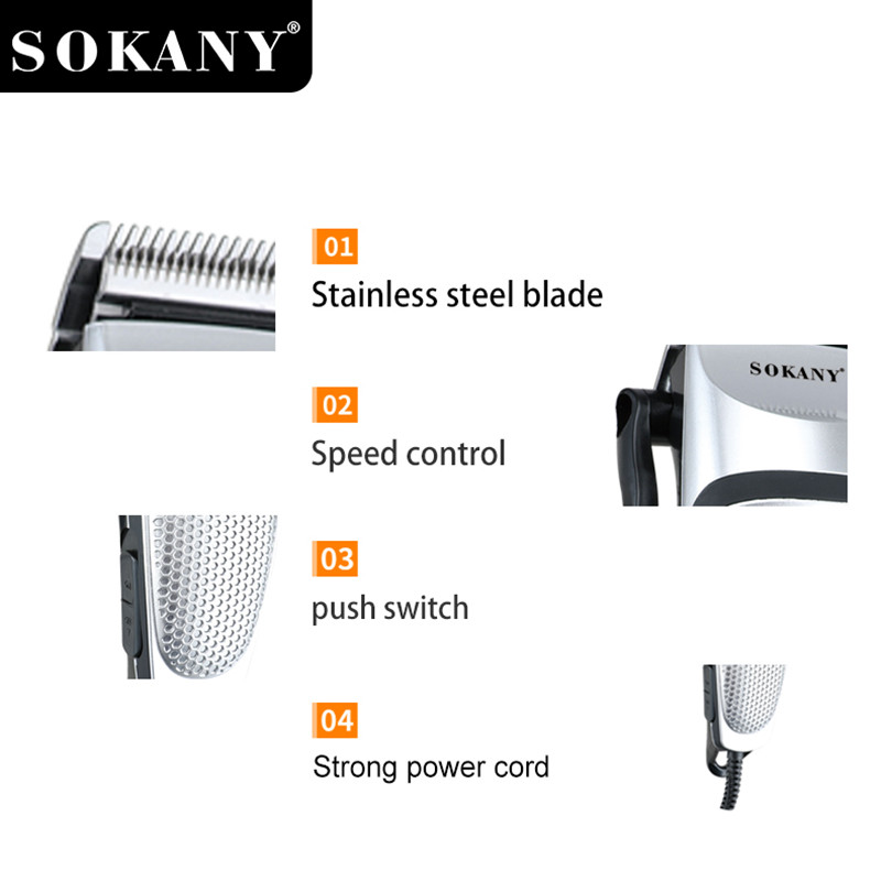 Cross-border SOKANY4643 stainless steel blade hair clipper, metal electric clipper, hair clipper, hair salon Item Picture