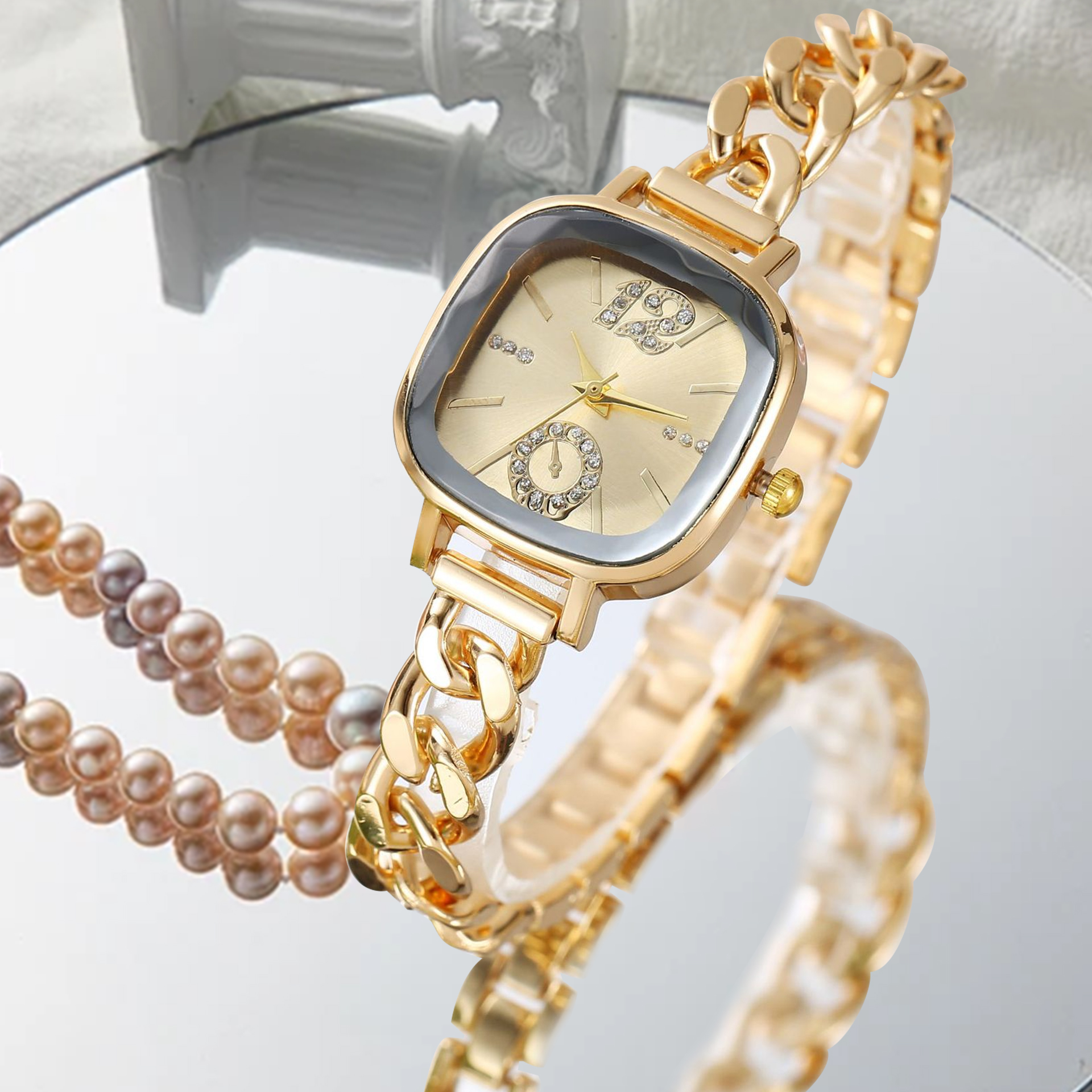 New Temperament Fashion Square Women's Watch Hollow Chain Women's Quartz Watch Bracelet Watch Manufacturers Wholesale