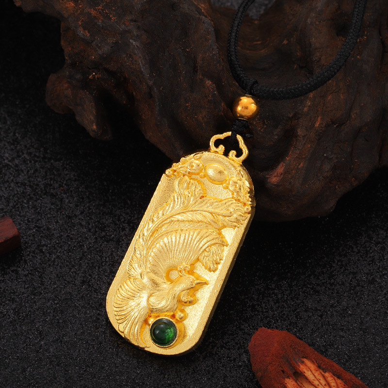 Vietnamese sand gold dragon and phoenix auspicious pendant, traditional dragon and phoenix brand necklace, birthday gift for couples, mobile phone chain, key pendant Application Scenario