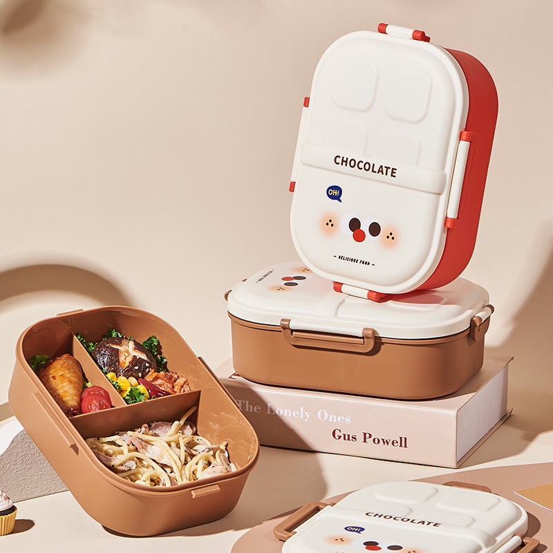 J06-6874 Small Milk Coffee Lunch Box, Children's large-capacity compartments, baby food box with lid, student lunch box, bento box