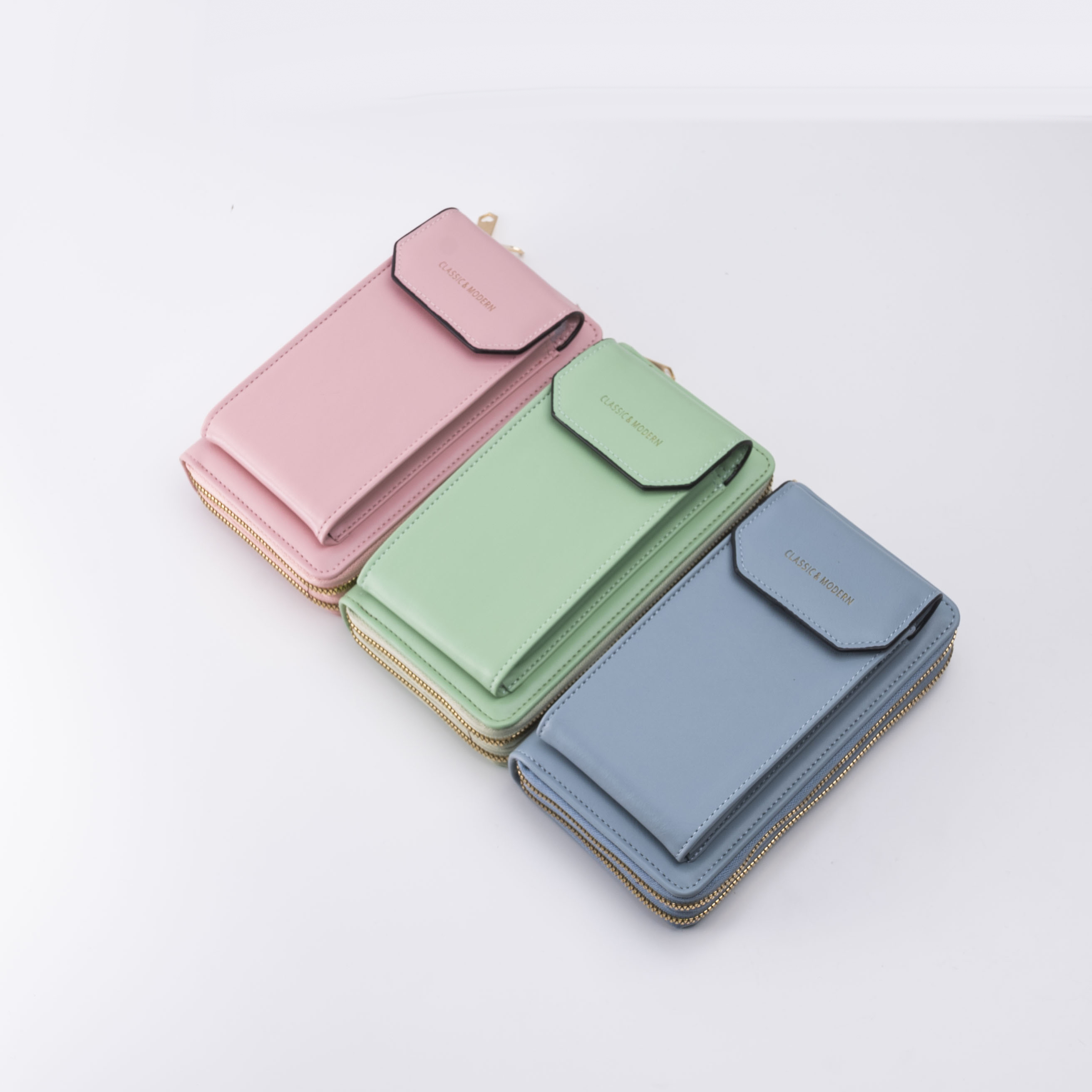 跨境新款女士高级感真皮钱包大容钱夹三折钱包批发牛皮零钱包