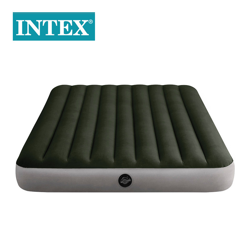 INTEX64109绿色加大双人植绒线拉充气床垫野营车载气垫床批发