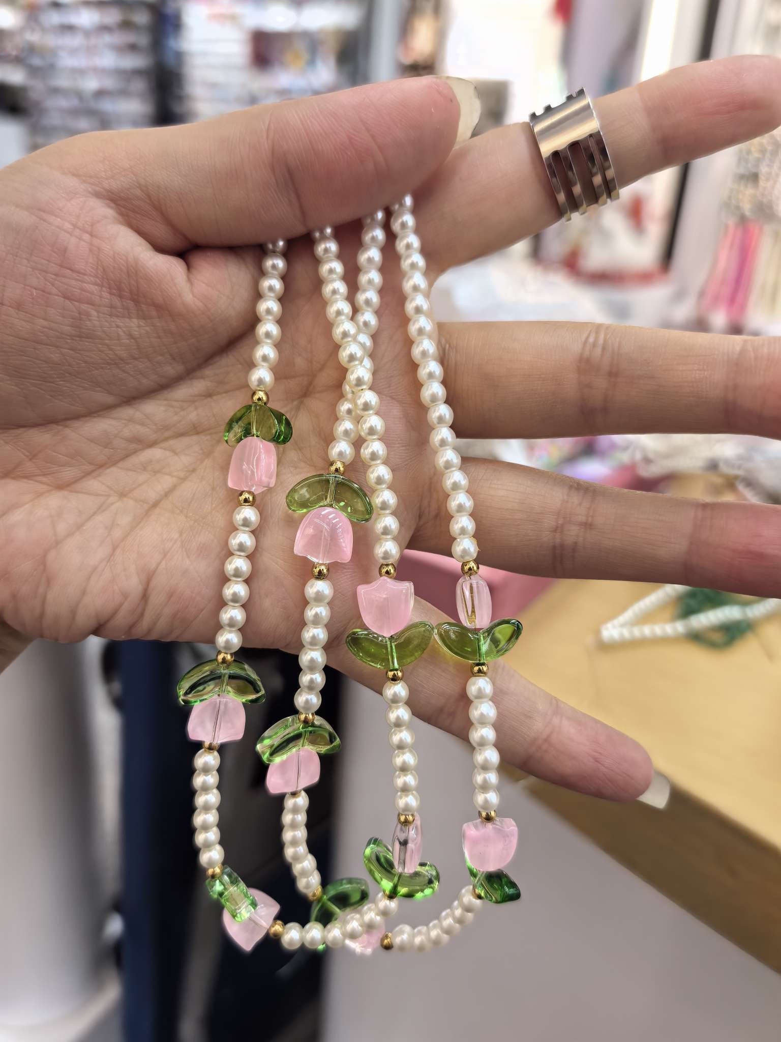 毛衣链项饰 玉石蘑菇项坠项链女款 蘑菇石葱粉五角星饰品精致优雅项链女玉石蘑菇葱粉五角星蘑菇石详情图6