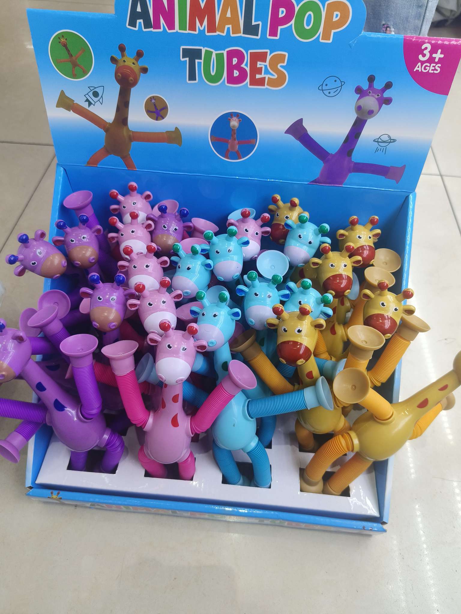 小鹿拉拉管，吸盘拉拉管，百变长颈鹿拉拉管，带灯小鹿玩具亲子拼接卡通产品图