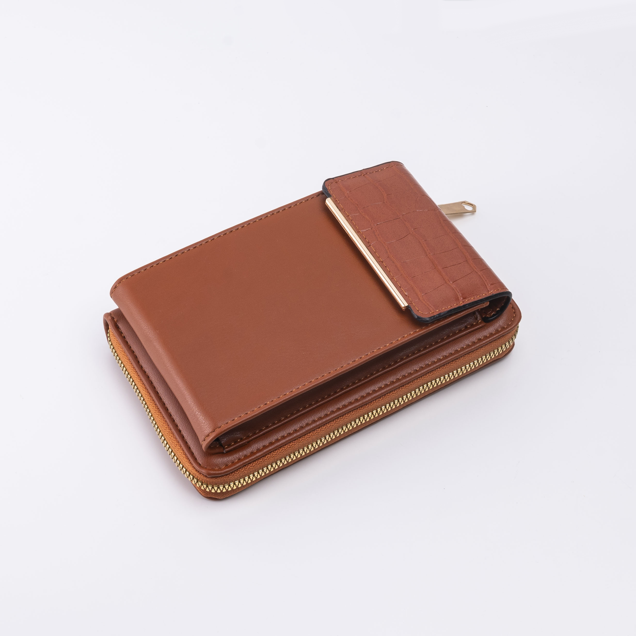 外贸专供新品女士钱包拉链零钱包纯色PU钱夹批发详情4