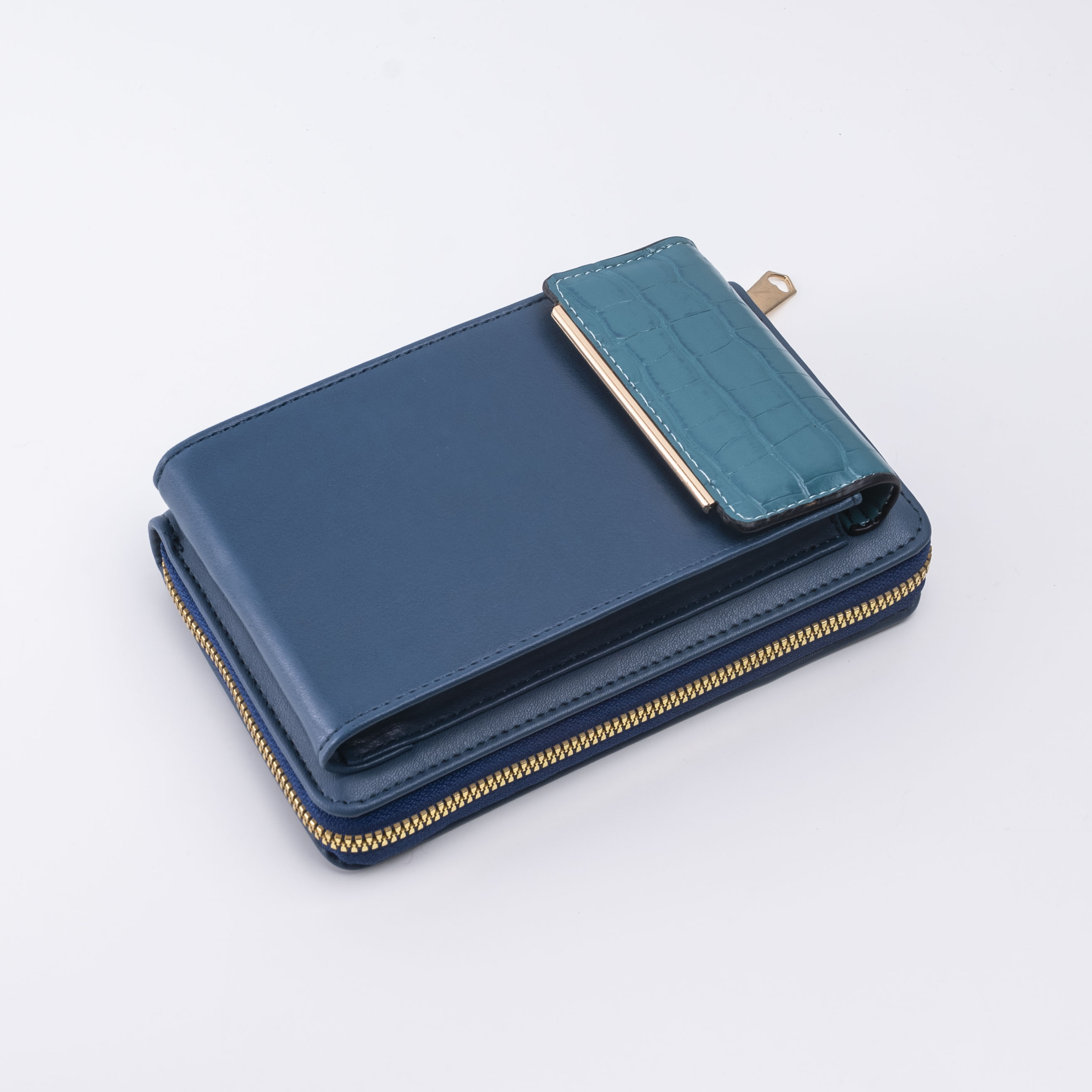 外贸专供新品女士钱包拉链零钱包纯色PU钱夹批发详情2