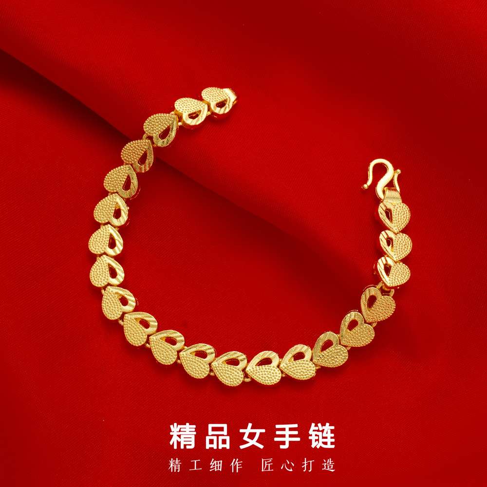 欧币镀18K金手链女款 手环女士不褪色手链结婚沙金首饰品礼物手链首饰细节图