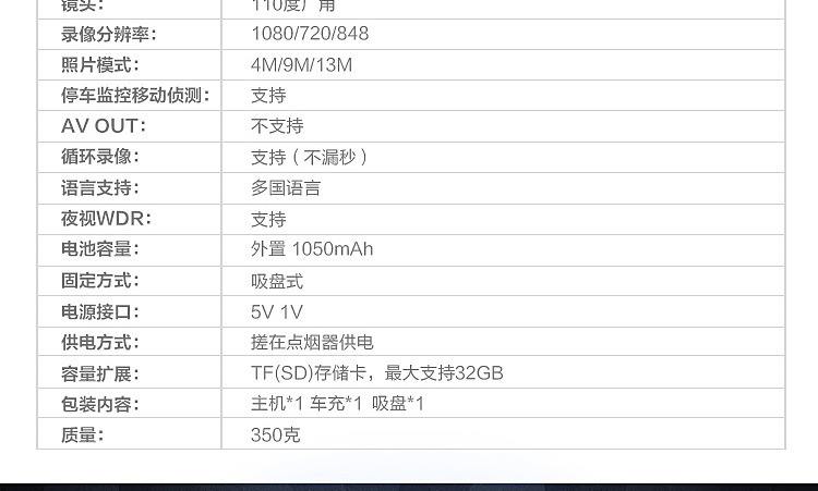 2.4寸6灯F198飞机头行车记录仪详情5