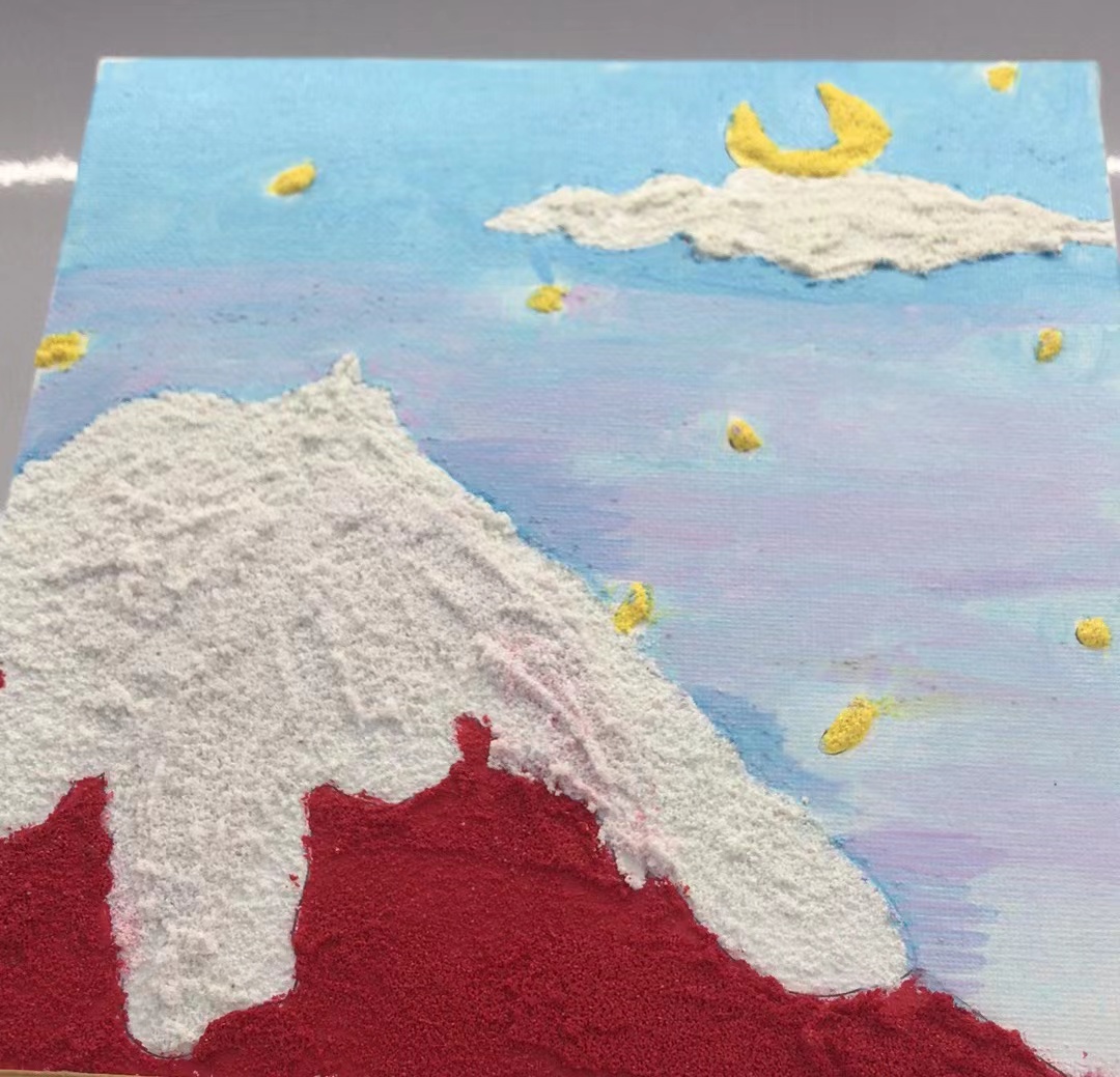 肌理画石英砂材料包套装儿童涂鸦立体画半成品填色批发儿童风景款肌理画