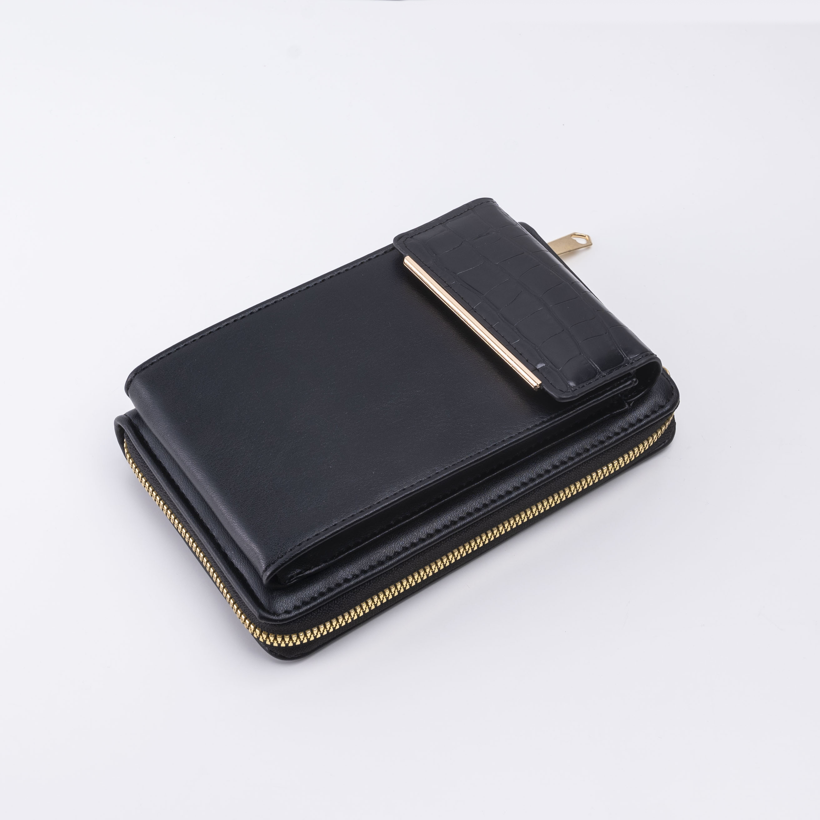 外贸专供新品女士钱包拉链零钱包纯色PU钱夹批发详情1