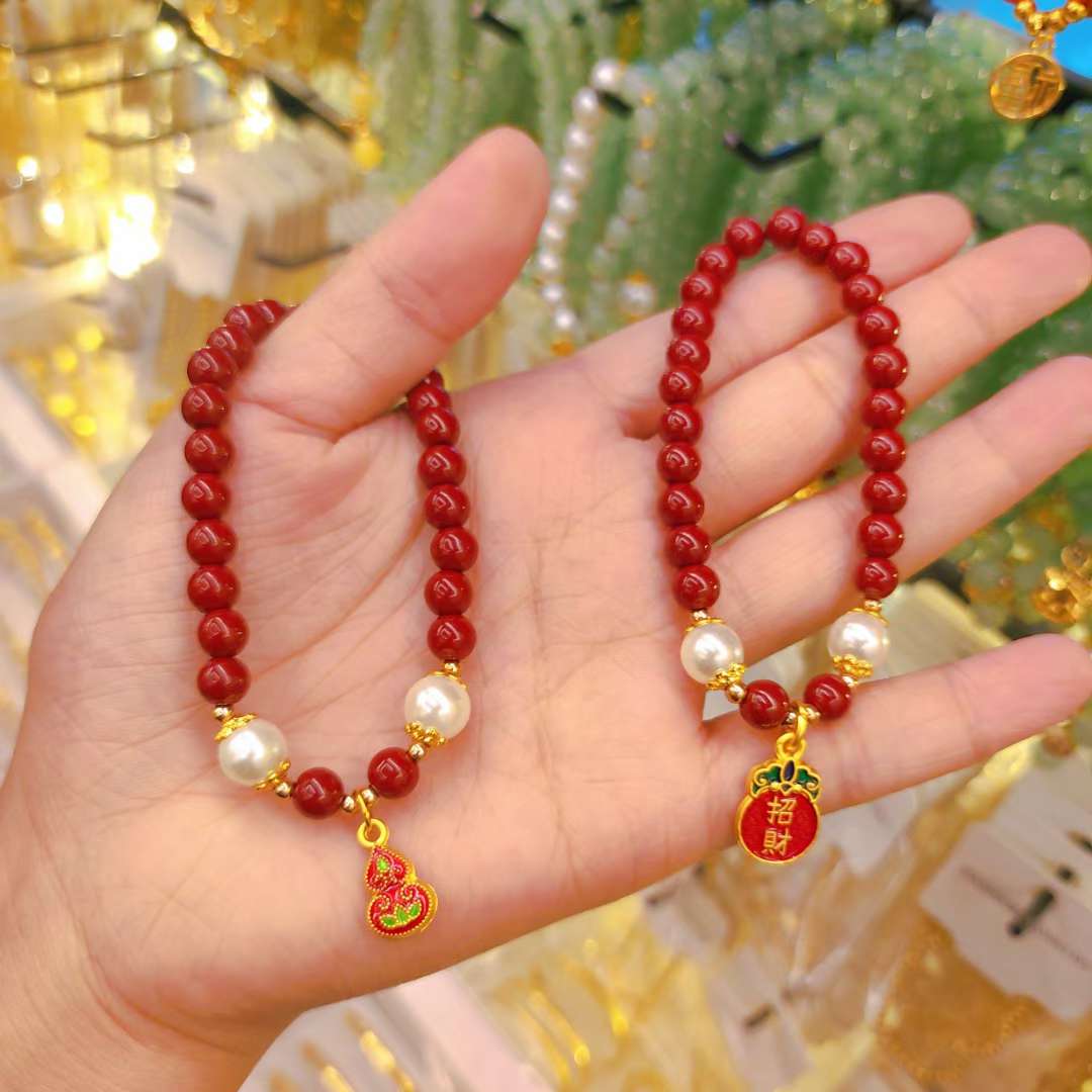 朱砂手串批发 菩提文玩手串女款 精致手饰饰品 独特手串设计 佛系文玩手饰 时尚潮流饰品 多款手链随机配送详情图6