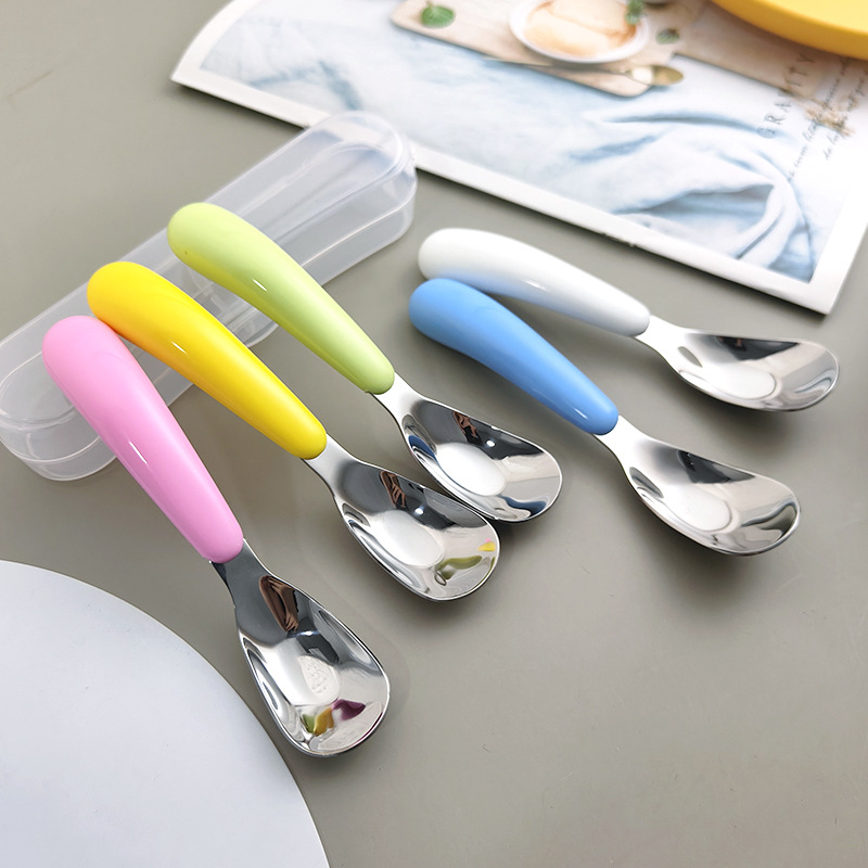 316 不锈钢儿童元宝勺宝宝辅食可爱勺子儿童户外便携餐具勺详情1