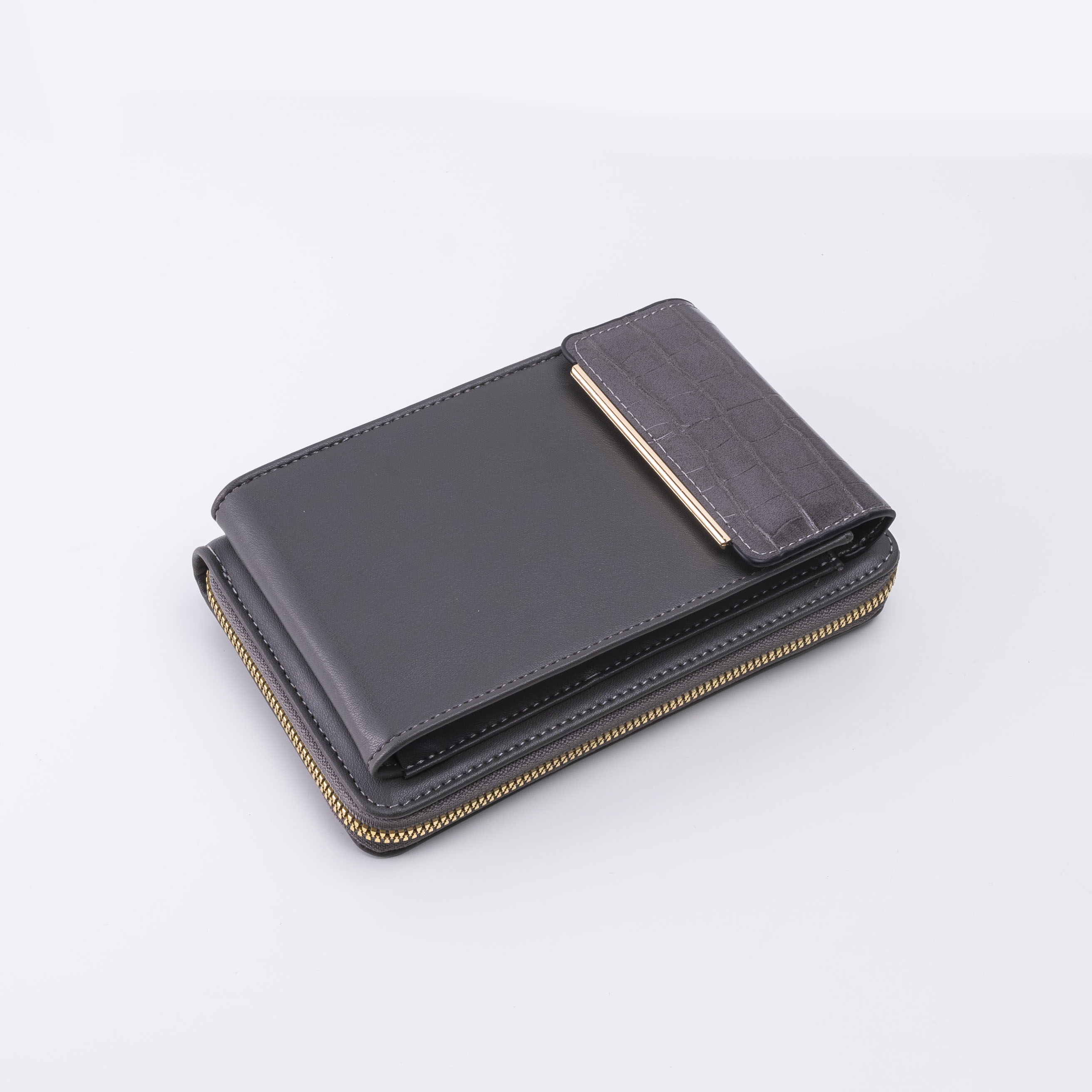 外贸专供新品女士钱包拉链零钱包纯色PU钱夹批发详情3