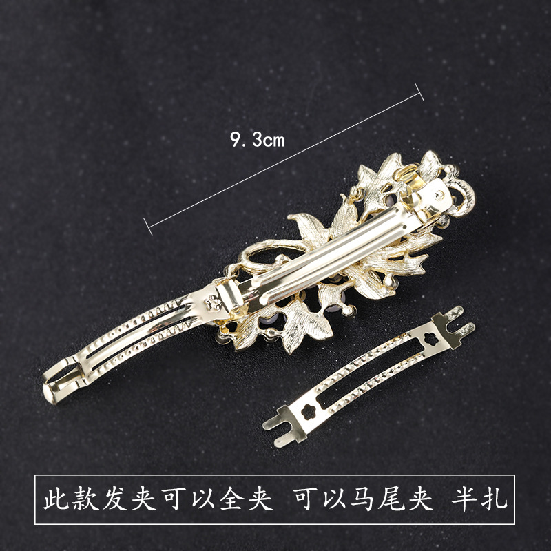 珍珠发卡妈妈发夹后脑勺夹子头饰顶夹一字弹簧夹大号横夹马尾夹白底实物图