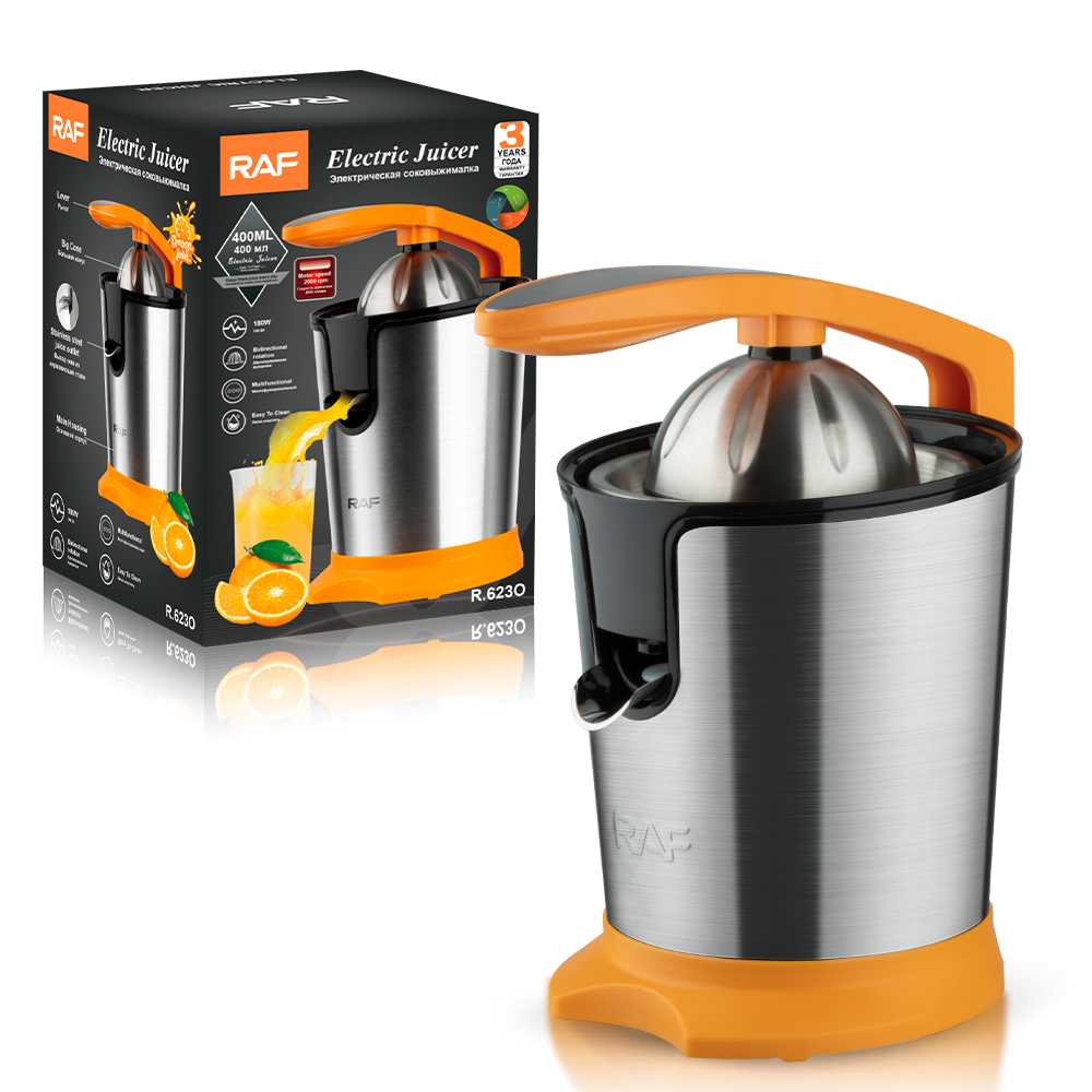 RAF European Standard cross-border Freshly squeezed electric Orange juice machine, fully automatic household original juice freshly squeezed pure fruit orange juice machine separator R.623 Application Scenario