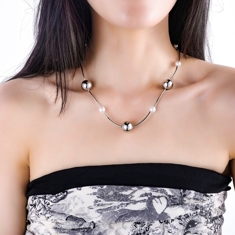 复古气质不规则金属拼接珍珠项链女冷淡风几何仿碎石锁骨链颈链潮复古气质不规则金属拼接珍珠项链女冷淡风几何仿碎石锁骨链颈链潮