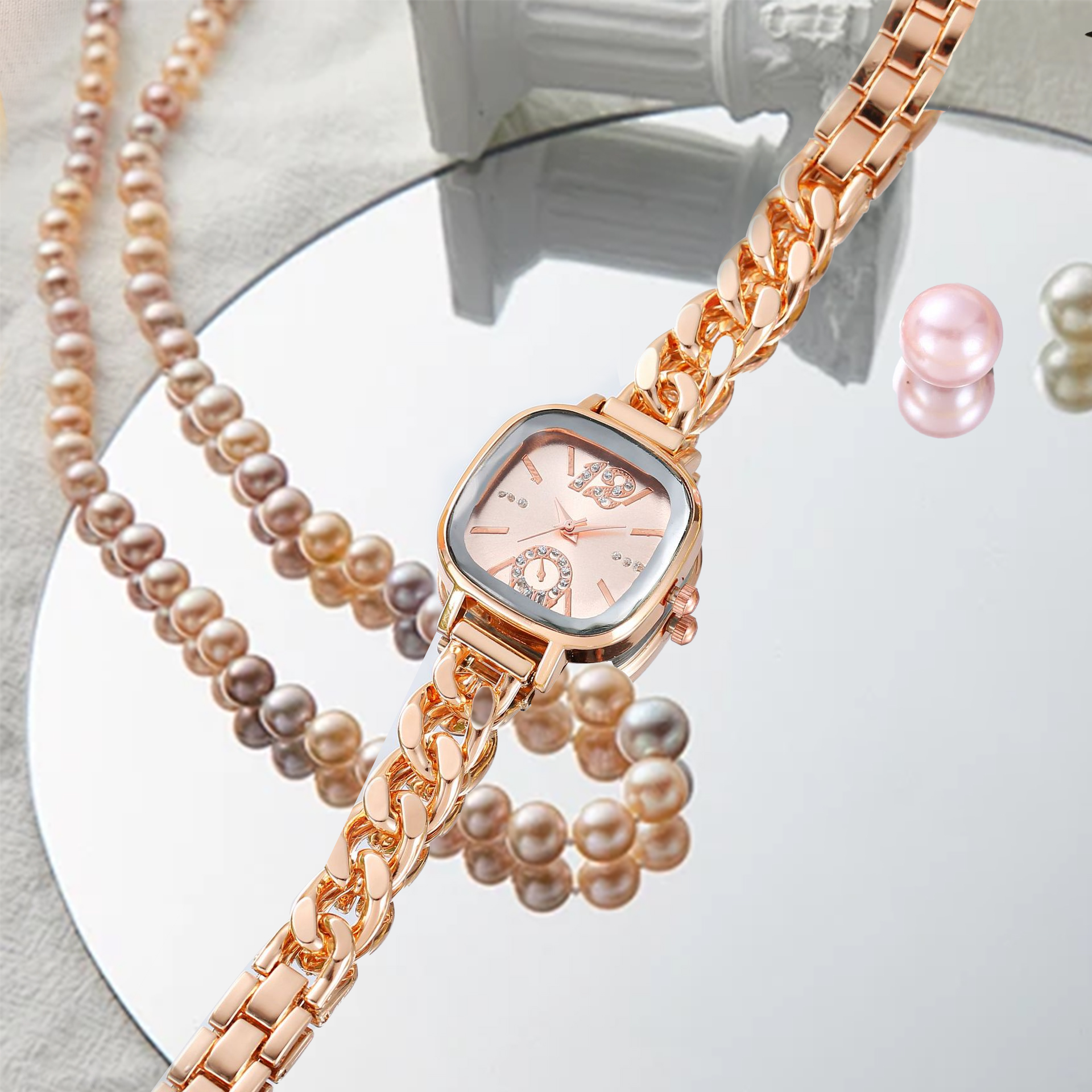 New Temperament Fashion Square Women's Watch Hollow Chain Women's Quartz Watch Bracelet Watch Manufacturers Wholesale Specification drawing