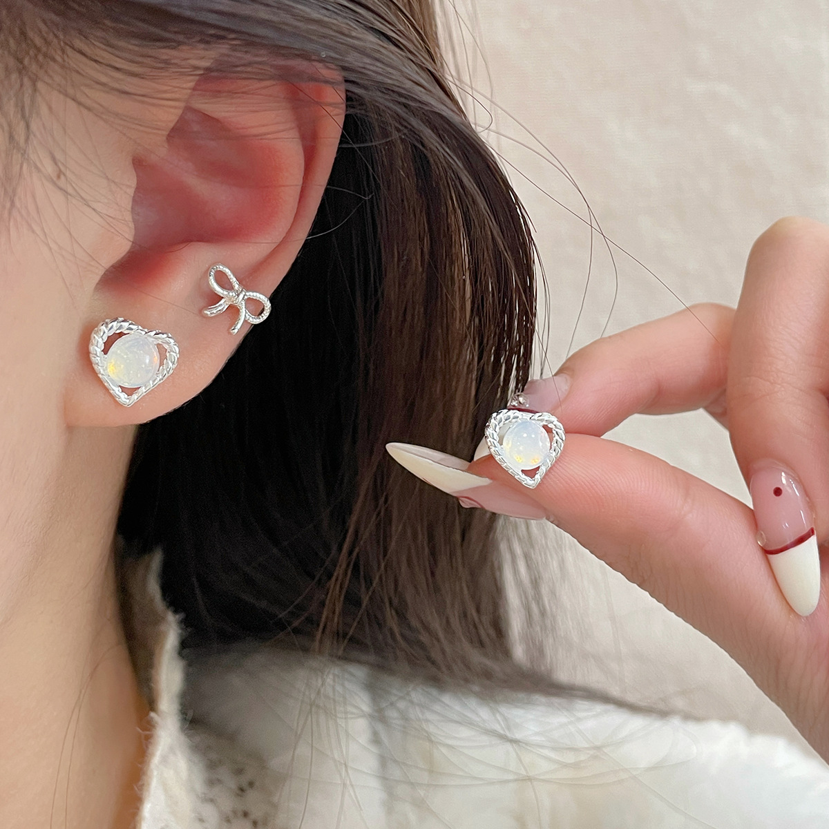 饰品/耳饰/耳钉/珍珠耳钉/925纯银耳钉细节图