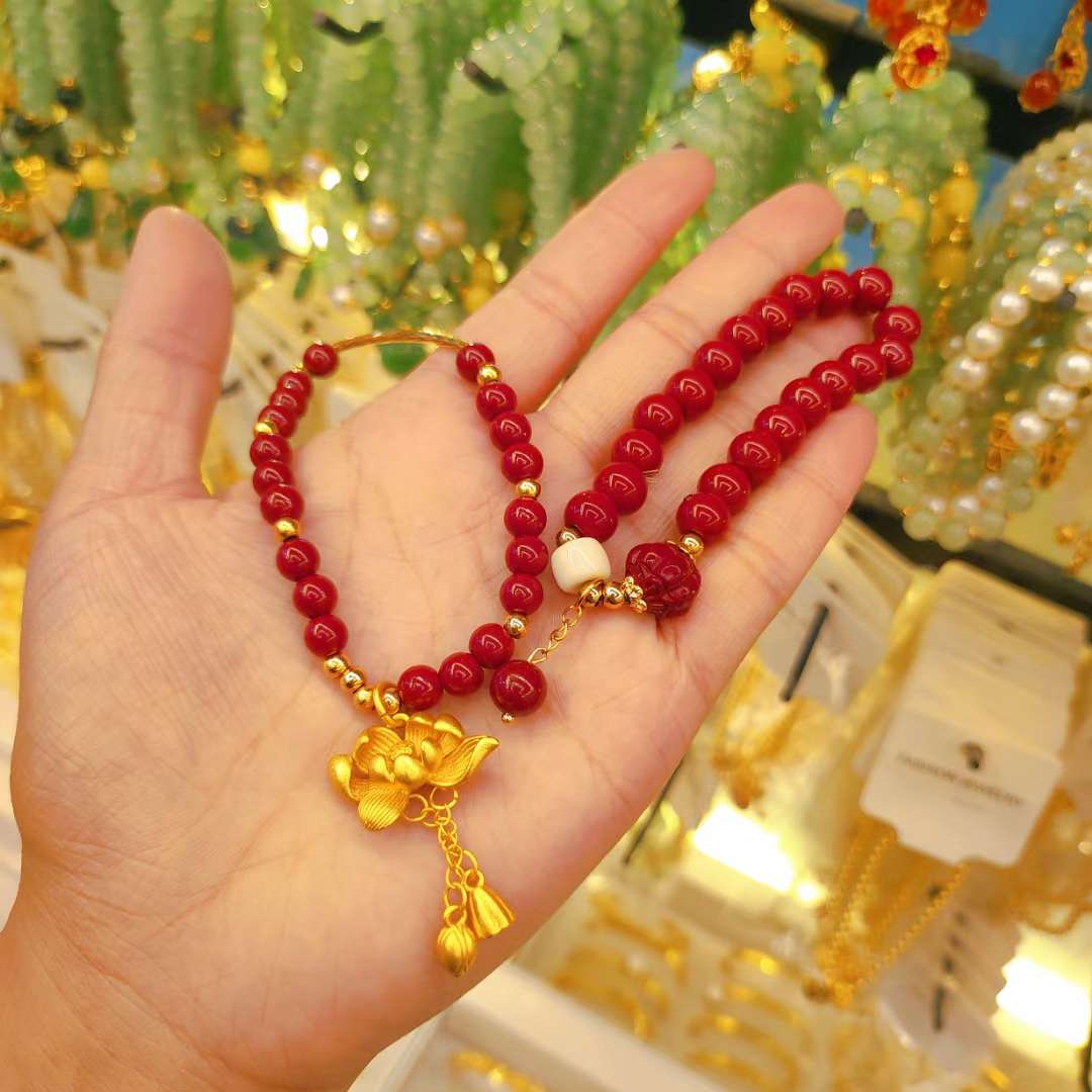 朱砂手串批发 菩提文玩手串女款 精致手饰饰品 独特手串设计 佛系文玩手饰 时尚潮流饰品 多款手链随机配送细节图