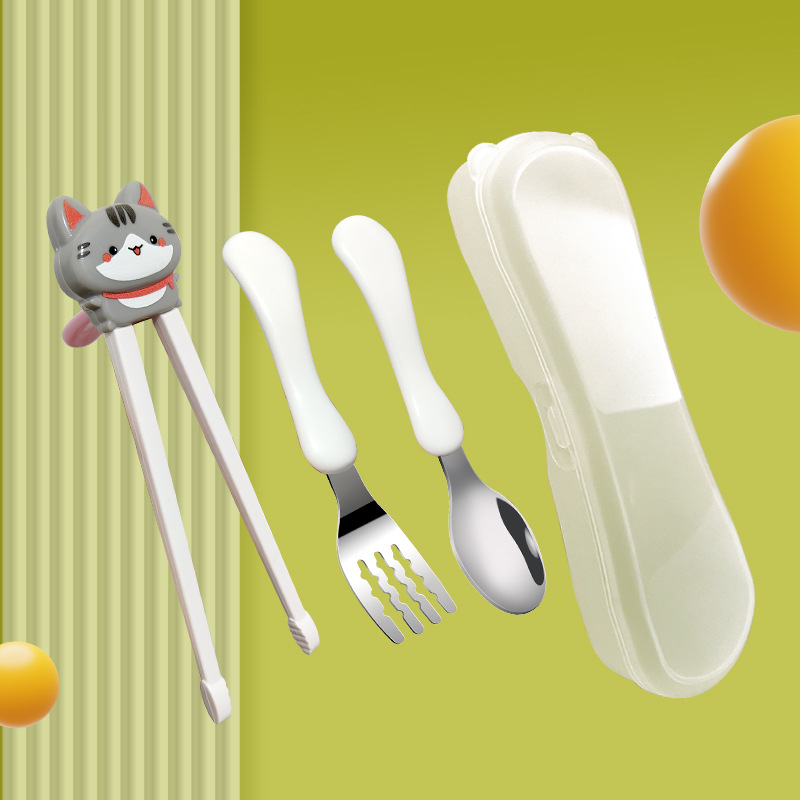 卡通婴儿自动回弹训练学习筷儿童学习吃饭训练餐具母婴用品套详情6