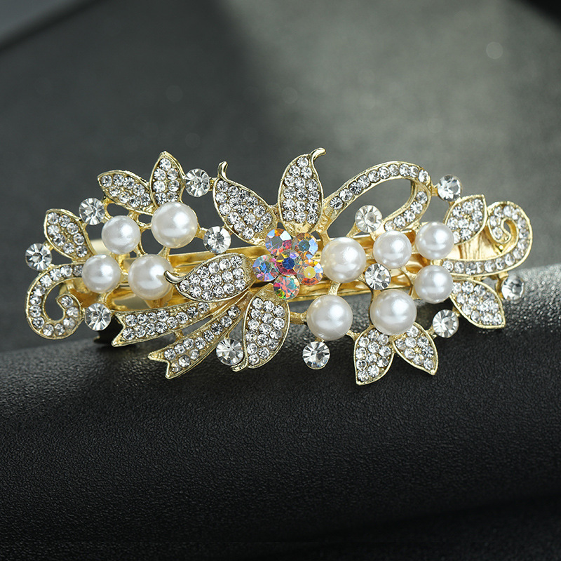 珍珠发卡妈妈发夹后脑勺夹子头饰顶夹一字弹簧夹大号横夹马尾夹详情图2