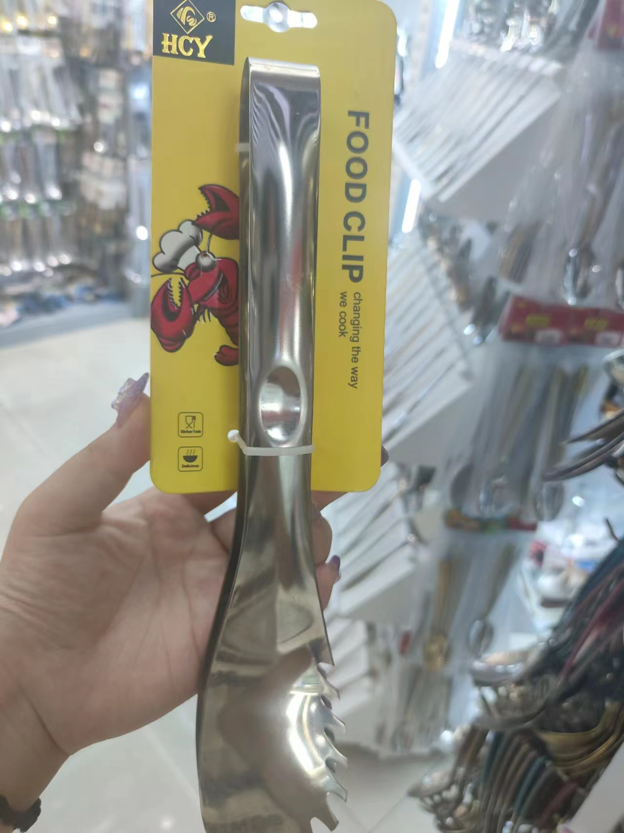 不锈钢食物夹面包夹卤菜卤味菜夹家用厨房烧烤专用公用夹子食品夹白底实物图