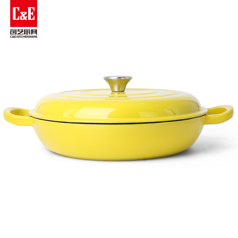 C&E Creative Enamel Cast Iron 7-piece set, suitable for frying steaks, milk POTS, soup POTS of different capacities, multi-functional kitchen POTS, stewing, boiling, braising, gas and open flame stoves pic 7
