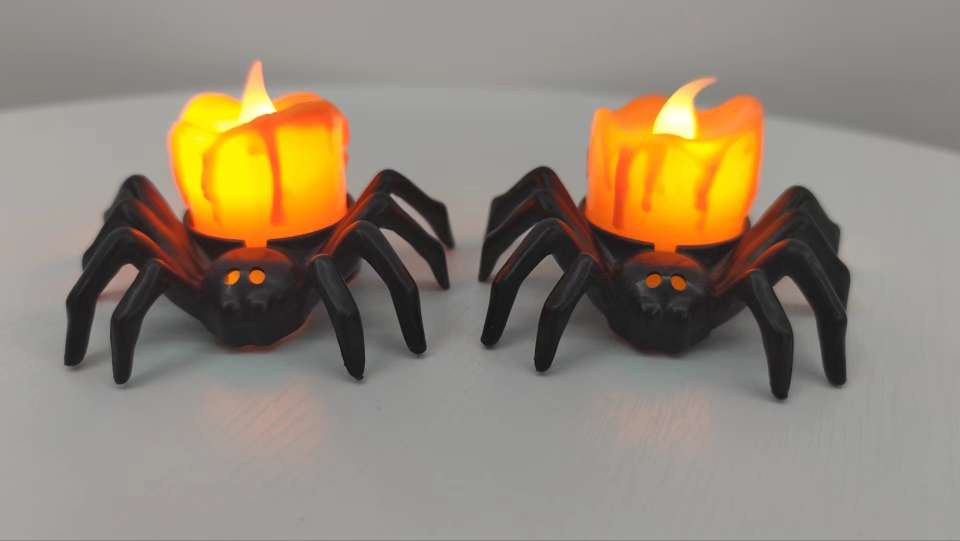 万圣节发光大号南瓜桶 手提灯 装饰灯 蜘蛛发光万圣节白底实物图