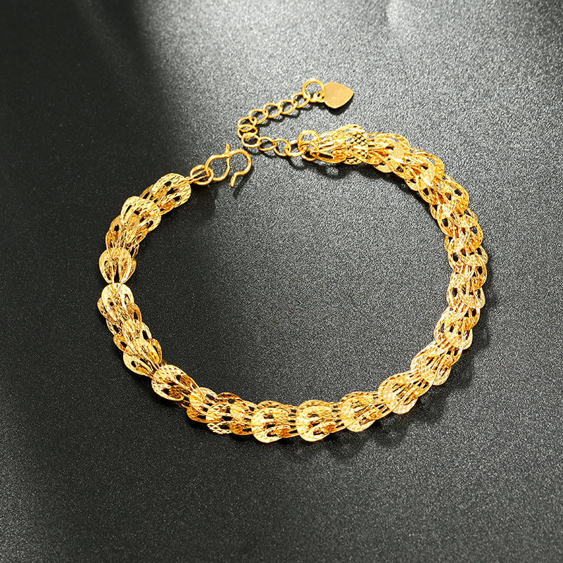 The ancient techniques of Japanese and Korean jewelry are passed down for two generations. The phoenix tail bracelet is simple and elegant. The gold-plated Vietnamese sand gold peony flower bracelet is a grand gift for women and best friends. It won't fade for a long time Specification image