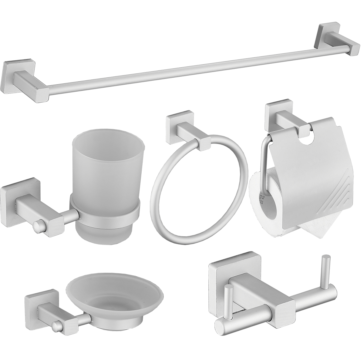 哑光太空铝免打孔毛巾架卫生间浴室折叠置物架洗手间浴巾架套装