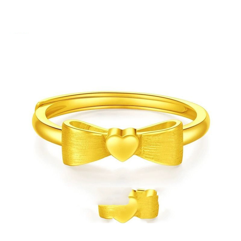 Vietnamese sand gold plated fugitive princess double heart women's ring, Pinduoduo best-selling ring, Japanese and Korean fashionable open heart women's ring, novel accessories Specification image