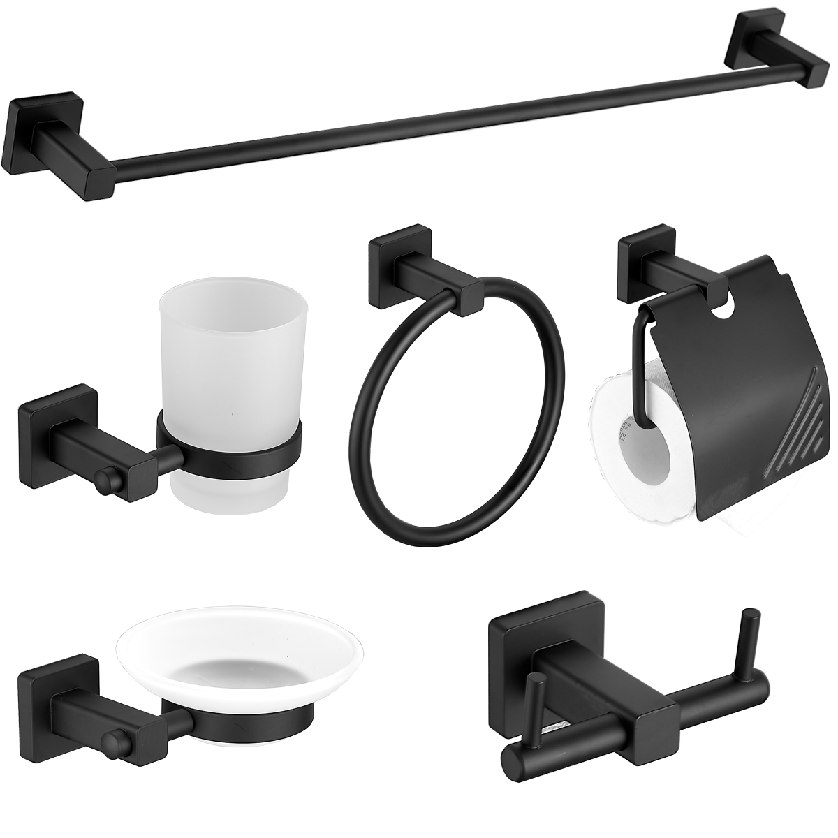 太空铝卫生间厕所毛巾架浴室置物架壁挂式纸巾架五金卫浴挂件套装