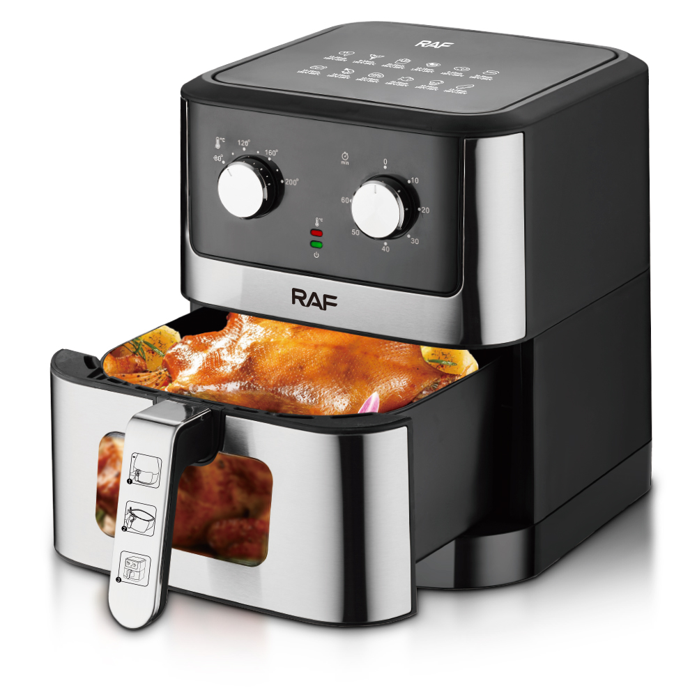 RAF European standard cross-border household air fryer, large-capacity multi-functional electric fryer, visible 8L oil-free French fries machine Specification image
