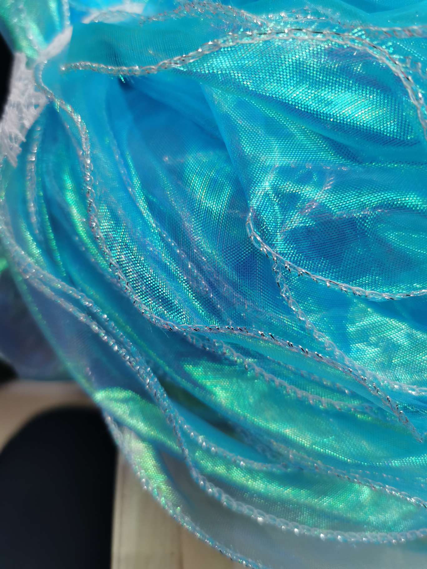 蕾丝花边网纱花边饰品头饰配件DIY手工装饰闪光纱带蓝色闪光边网纱花边织带领子花边少数民族花边锁边纱拷边纱点子花边头饰配件详情图3