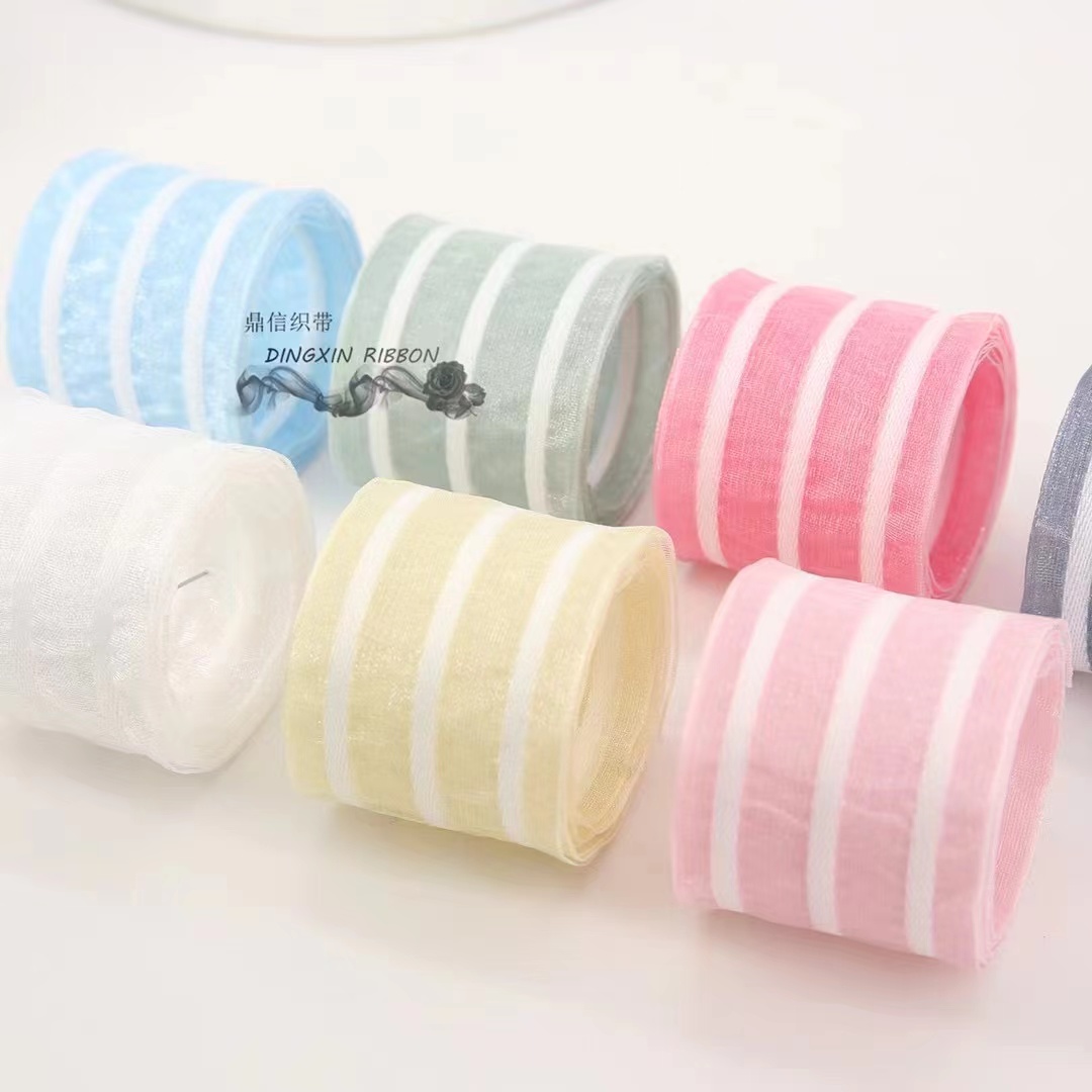 Dingxin Korean webbing Handmade DIY striped ribbon box clothing Hairpin Bow simple and high-end hair accessory material New INS style Specification image