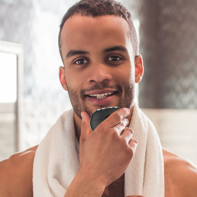 Hatteker portable electric shaver, rotary double-head razor, full-body washable mini beard razor Item Picture