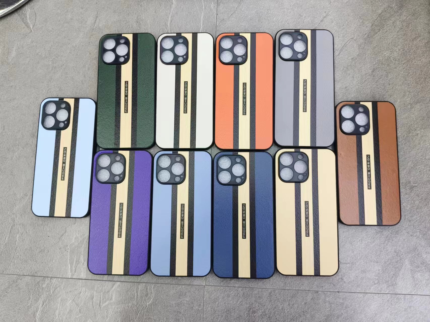Vertical grain 2-in-1 hardshell leather phone case