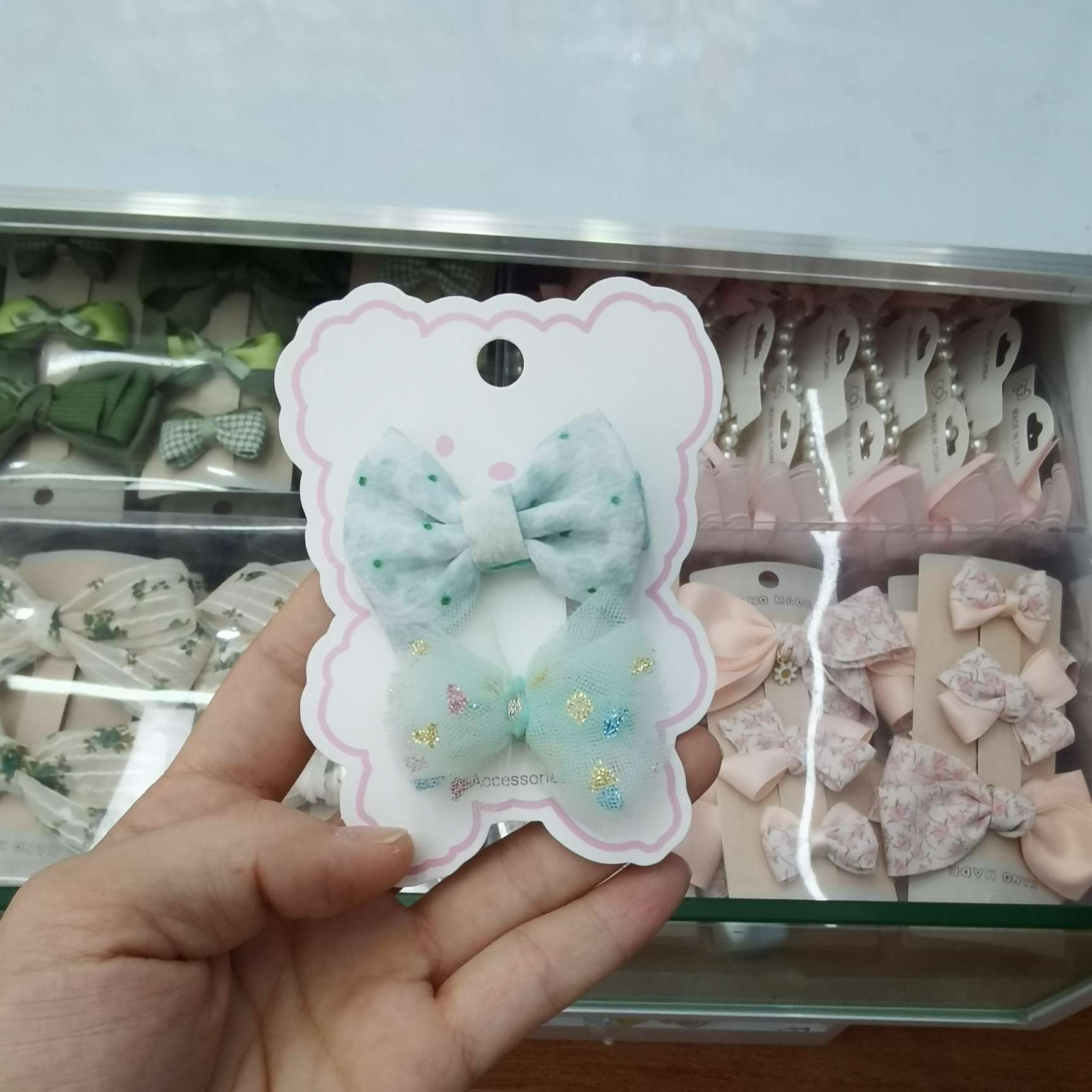 2024 New Children's dot yarn hair clip, hairpin and hair band set, exquisite headwear and hair accessories, fashionable and cute wig styling decorations, hairpins and hair clips Item Picture