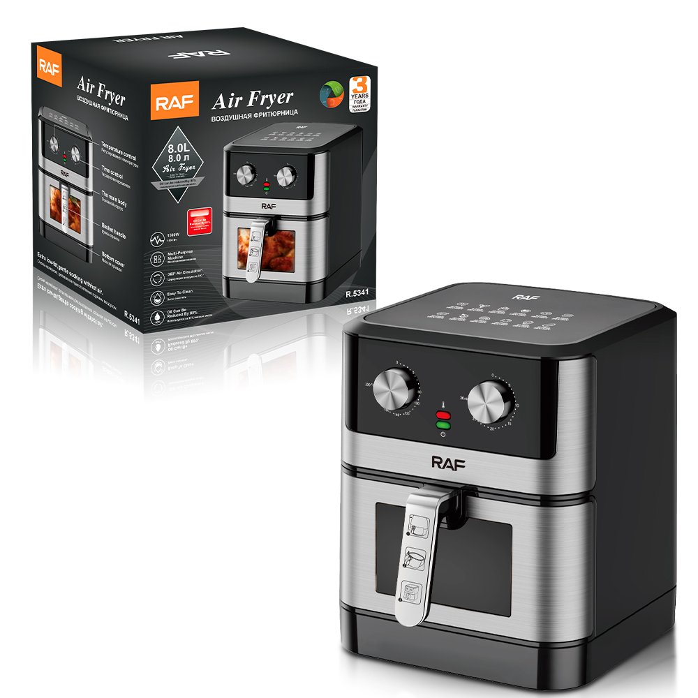 RAF European standard cross-border household air fryer, large-capacity multi-functional electric fryer, visible 8L oil-free French fries machine details Picture