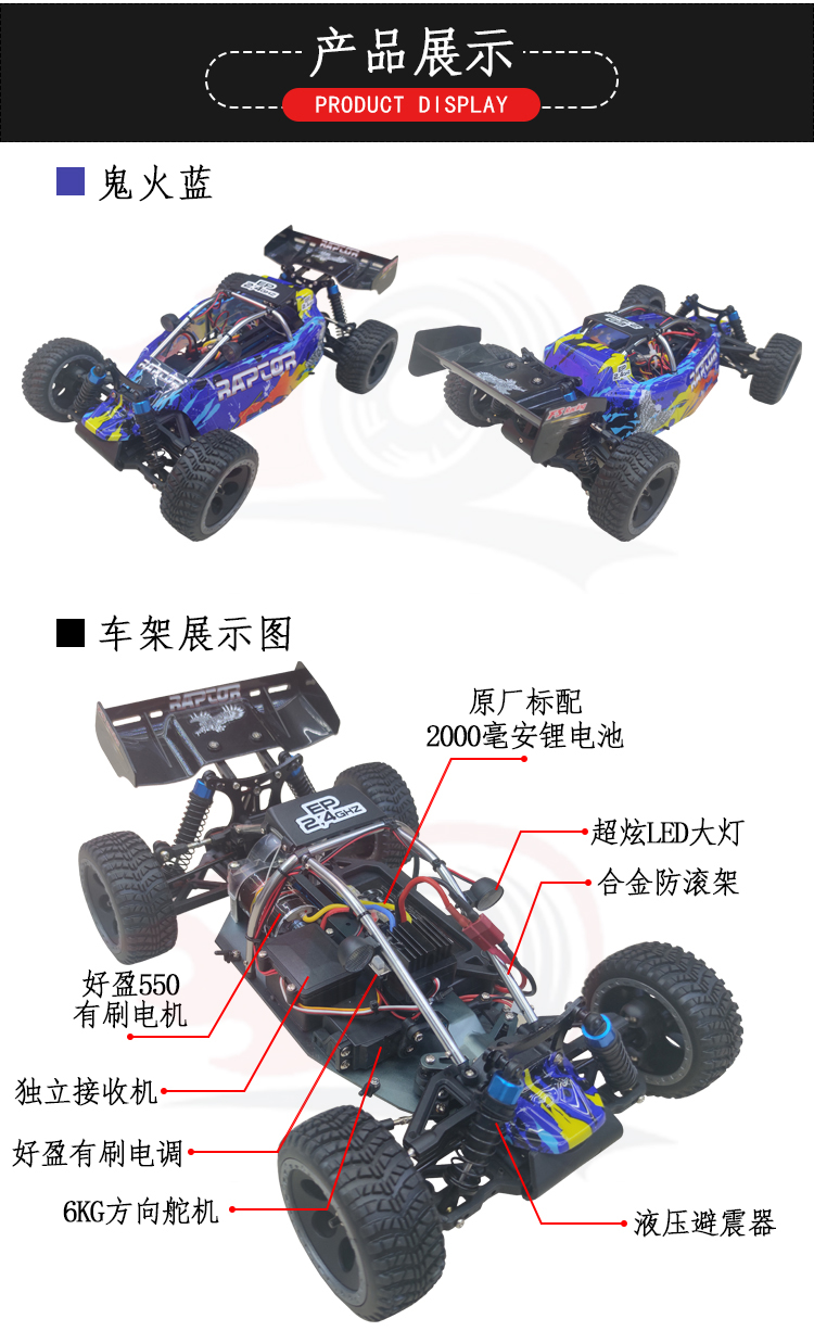 1:10电动高速RC遥控四驱越野车电动玩具遥控车儿童玩具遥控车rc模型遥控车玩具详情2