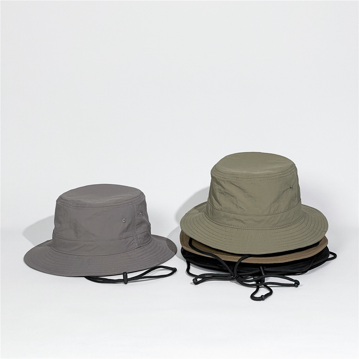 Outdoor Japanese-style quick-drying workwear, waterproof fisherman's hat, sun hat, summer sun protection hat, men's wholesale drawstring basin hat, women's 3 Item Picture