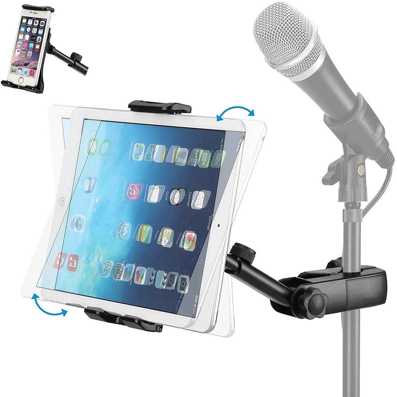 外贸批发厂家直销新款多功能360度 麦克风支架 懒人手机ipad配件 K歌直播支架