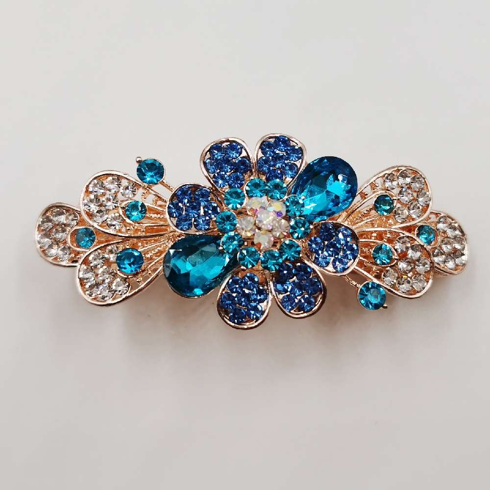 头饰发夹合金弹簧夹扎头发钢夹水晶发卡马尾夹时尚女士饰品精美发饰白底实物图