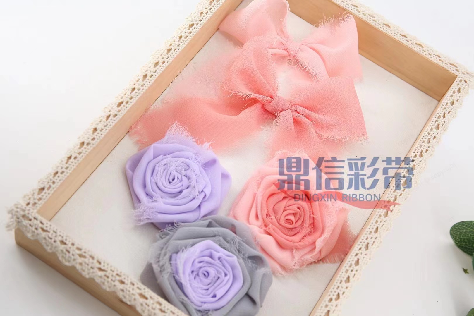Dingxin Korean webbing Handmade DIY hand-torn fringed box clothing, hair clips, bows simple and high-end hair accessory materials new INS style details Picture
