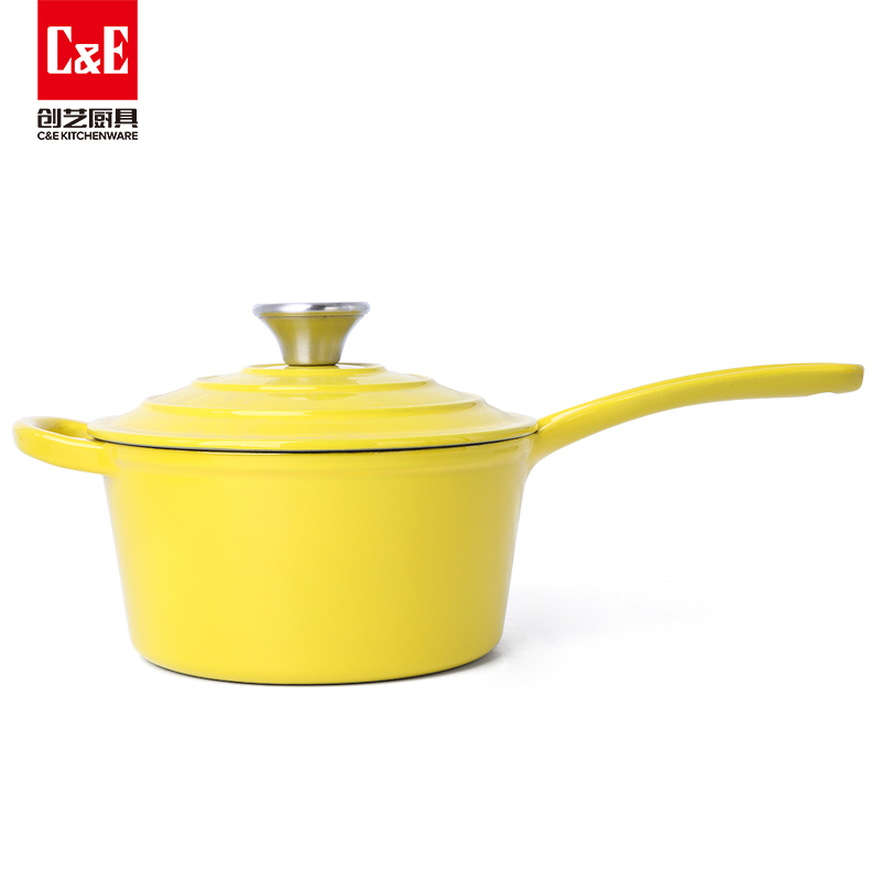 C&E Creative Enamel Cast Iron 7-piece set, suitable for frying steaks, milk POTS, soup POTS of different capacities, multi-functional kitchen POTS, stewing, boiling, braising, gas and open flame stoves pic 6