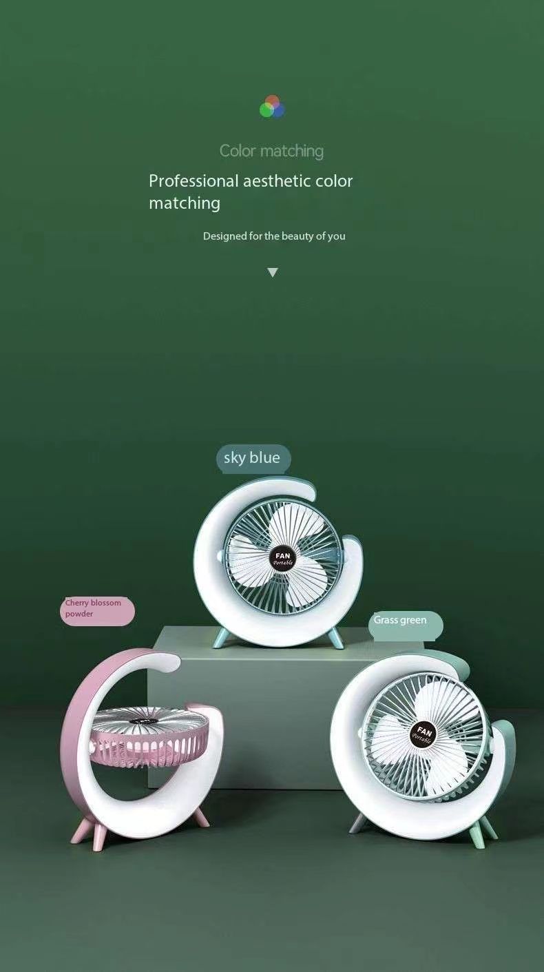 外贸出口网红彩色跑马灯桌面静音风扇USB充电台扇家用宿舍办公空气循环扇源浚工厂直销2详情13