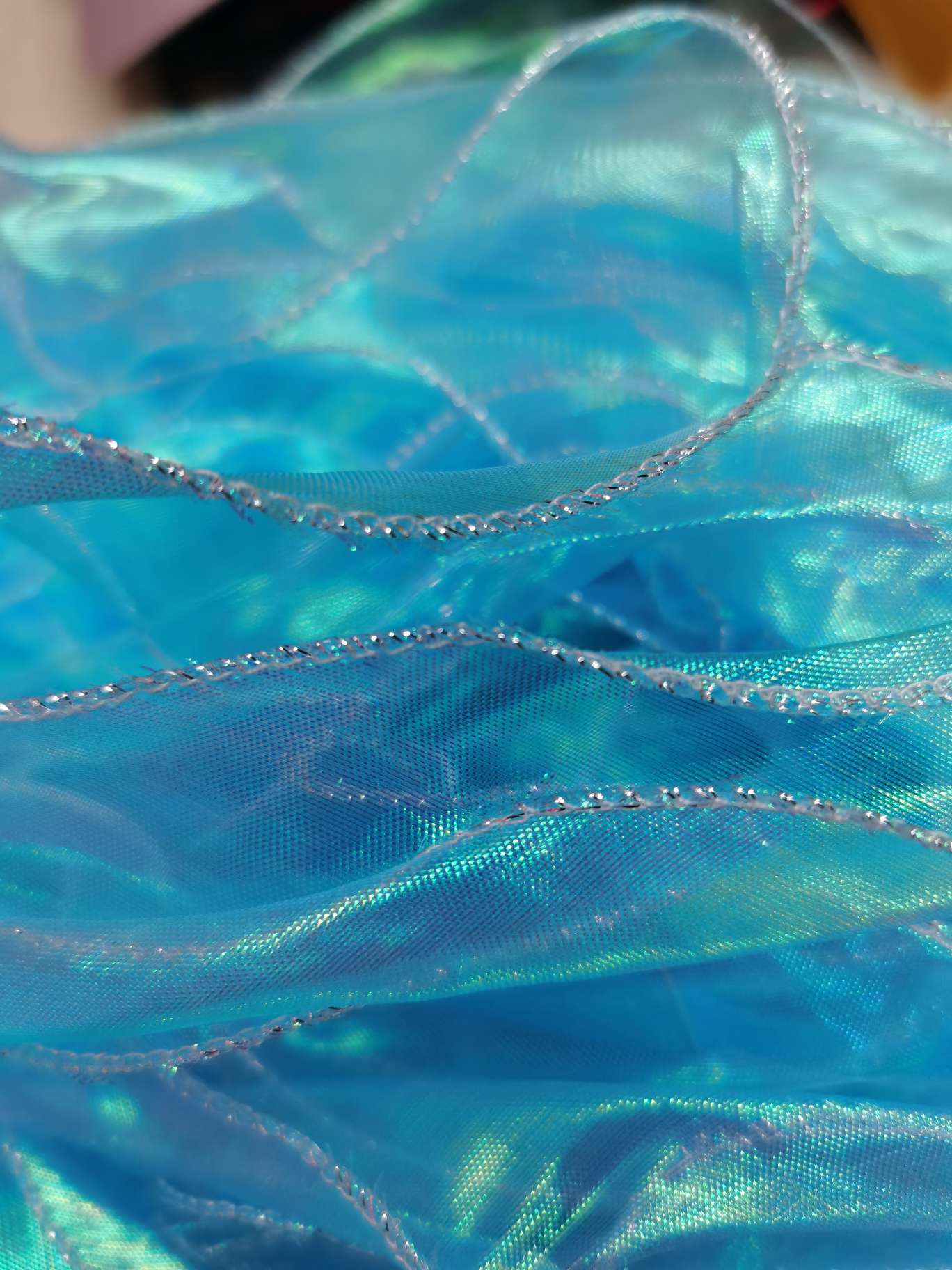 蕾丝花边网纱花边饰品头饰配件DIY手工装饰闪光纱带蓝色闪光边网纱花边织带领子花边少数民族花边锁边纱拷边纱点子花边头饰配件详情图2