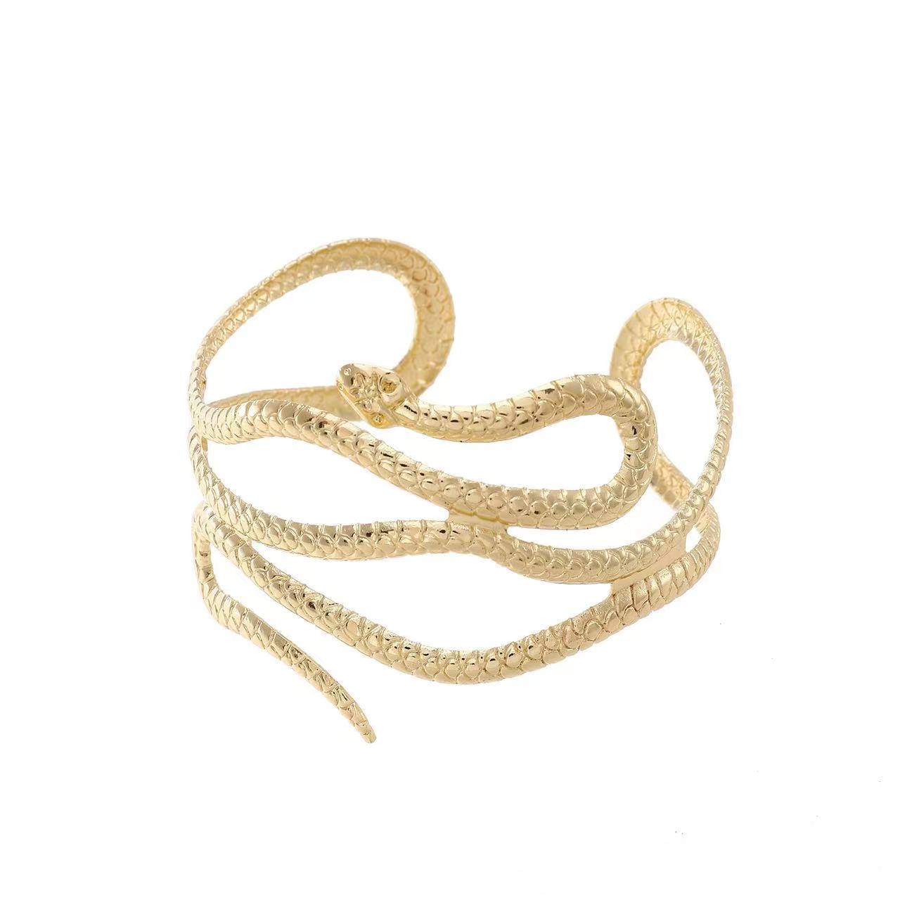 Cross-border best-selling item: Metal shining irregular shape adjustable opening snake-shaped women's metal arm bracelet arm ring bracelet Item Picture