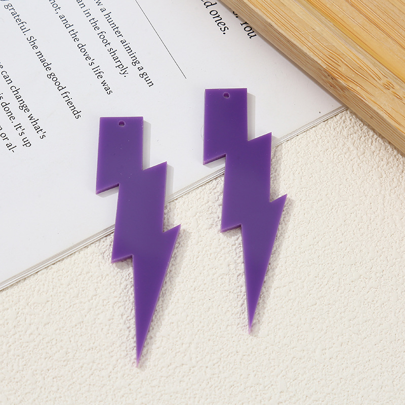 Amazon's best-selling fluorescent lightning-shaped European and American style earrings, acrylic earrings, stud earrings, and personalized earrings with a sense of design details Picture
