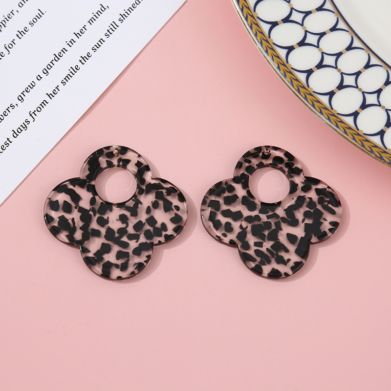 Trendy four-leaf clover earrings with large holes diy earring accessories detail image 2